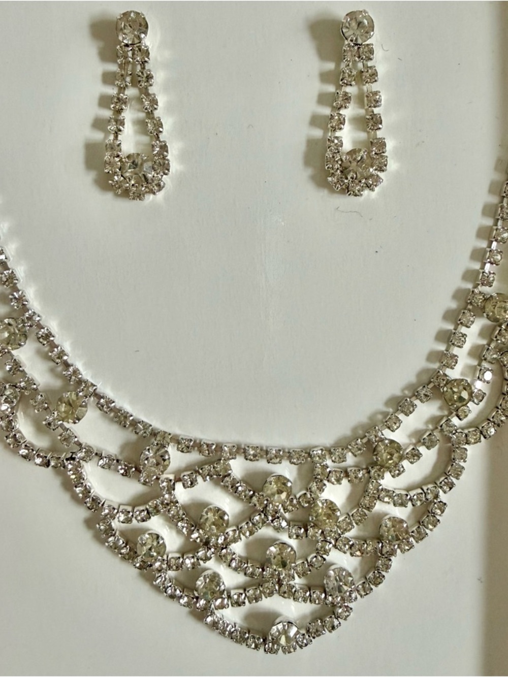 Jessica McClintock Rhinestone Necklace & Earrings